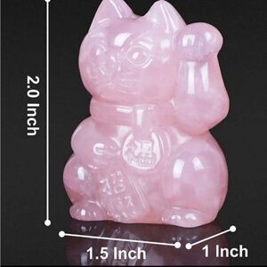 Fortune cat rose quarts statue
